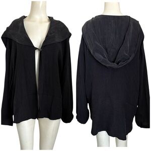 Design Today’s Black Textured Knit Draping Jacket Oversized Hood Sz L - XL